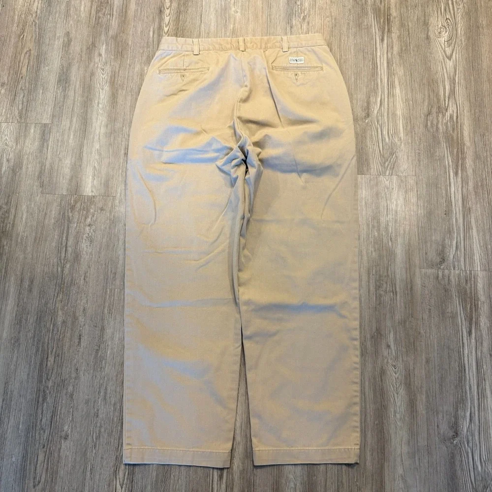 Polo Ralph Lauren Mens 35/30 Vintage Pleated Chino Khaki Pants